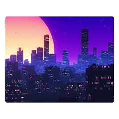 The Sun Night Music The City Background 80s 80 s Synth Premium Plush Fleece Blanket (large)