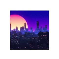 The Sun Night Music The City Background 80s 80 s Synth Satin Bandana Scarf 22  X 22 