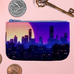 The Sun Night Music The City Background 80s 80 s Synth Large Coin Purse