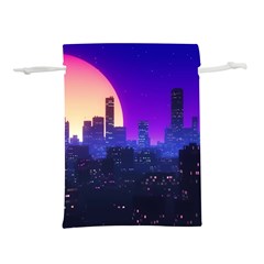 The Sun Night Music The City Background 80s 80 s Synth Lightweight Drawstring Pouch (s) by Jancukart