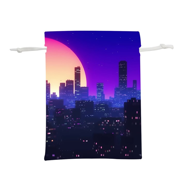 The Sun Night Music The City Background 80s 80 s Synth Lightweight Drawstring Pouch (L)