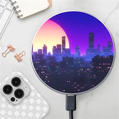 The Sun Night Music The City Background 80s 80 s Synth Wireless Fast Charger(white)