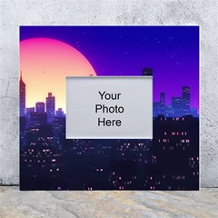 The Sun Night Music The City Background 80s 80 s Synth White Wall Photo Frame 5  X 7  by Jancukart