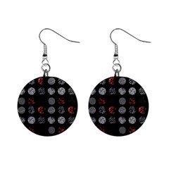 Black And Multicolored Polka Dot Artwork Digital Art Mini Button Earrings by Jancukart