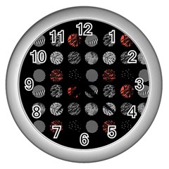 Black And Multicolored Polka Dot Artwork Digital Art Wall Clock (silver)