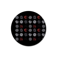 Black And Multicolored Polka Dot Artwork Digital Art Rubber Coaster (round) by Jancukart