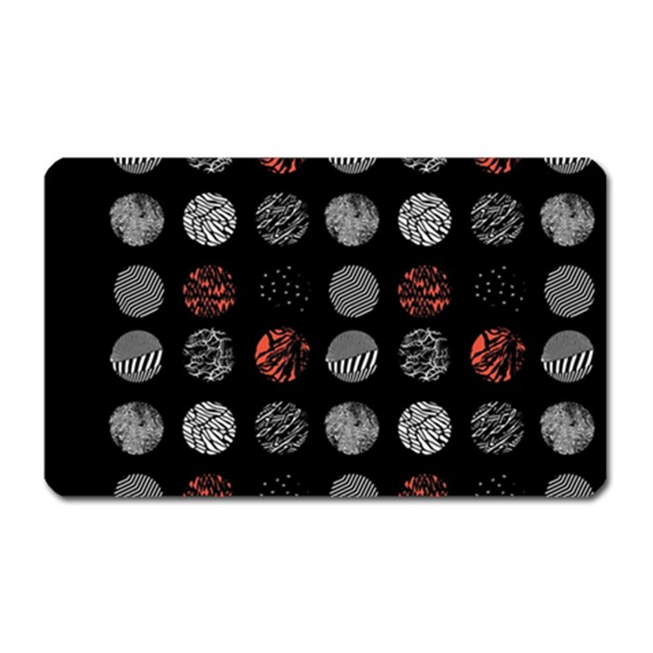 Black And Multicolored Polka Dot Artwork Digital Art Magnet (Rectangular)