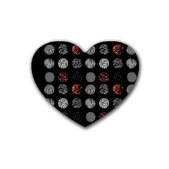 Black And Multicolored Polka Dot Artwork Digital Art Rubber Heart Coaster (4 Pack) by Jancukart