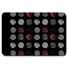 Black And Multicolored Polka Dot Artwork Digital Art Large Doormat by Jancukart