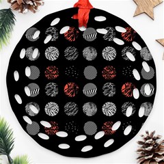 Black And Multicolored Polka Dot Artwork Digital Art Round Filigree Ornament (two Sides)