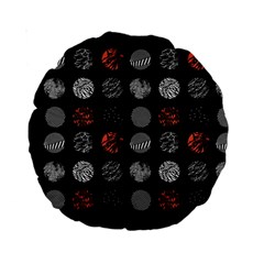 Black And Multicolored Polka Dot Artwork Digital Art Standard 15  Premium Round Cushions