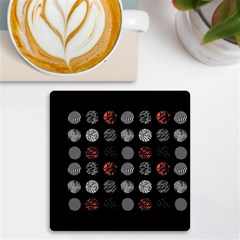 Black And Multicolored Polka Dot Artwork Digital Art Uv Print Square Tile Coaster  by Jancukart