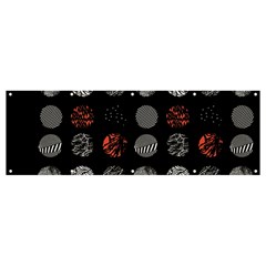 Black And Multicolored Polka Dot Artwork Digital Art Banner And Sign 12  X 4  by Jancukart