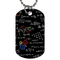 Black Background With Text Overlay Mathematics Formula Board Dog Tag (one Side)