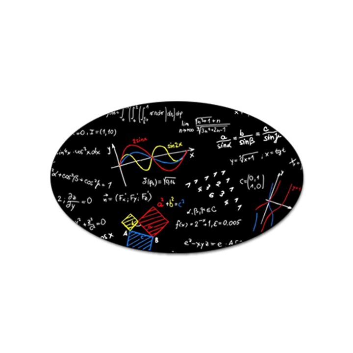 Black Background With Text Overlay Mathematics Formula Board Sticker Oval (10 pack)