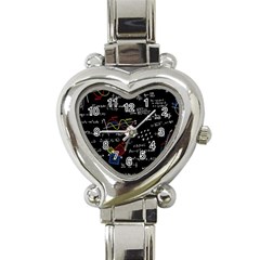 Black Background With Text Overlay Mathematics Formula Board Heart Italian Charm Watch