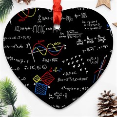 Black Background With Text Overlay Mathematics Formula Board Heart Ornament (two Sides) by Jancukart