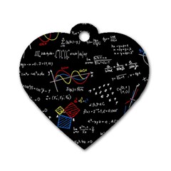 Black Background With Text Overlay Mathematics Formula Board Dog Tag Heart (one Side) by Jancukart