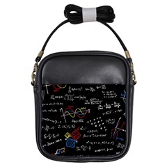 Black Background With Text Overlay Mathematics Formula Board Girls Sling Bag