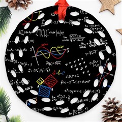 Black Background With Text Overlay Mathematics Formula Board Round Filigree Ornament (two Sides)