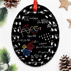 Black Background With Text Overlay Mathematics Formula Board Oval Filigree Ornament (two Sides)