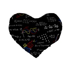 Black Background With Text Overlay Mathematics Formula Board Standard 16  Premium Heart Shape Cushions