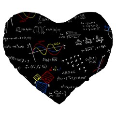 Black Background With Text Overlay Mathematics Formula Board Large 19  Premium Heart Shape Cushions