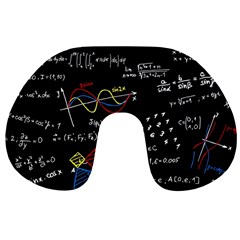 Black Background With Text Overlay Mathematics Formula Board Travel Neck Pillow