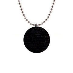 Black Background With Text Overlay Digital Art Mathematics 1  Button Necklace by Jancukart