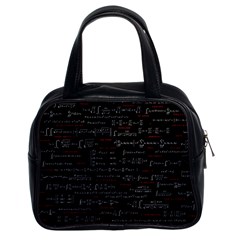 Black Background With Text Overlay Digital Art Mathematics Classic Handbag (two Sides) by Jancukart