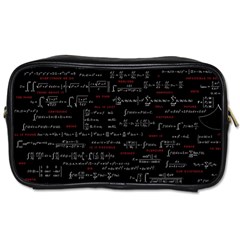 Black Background With Text Overlay Digital Art Mathematics Toiletries Bag (one Side)