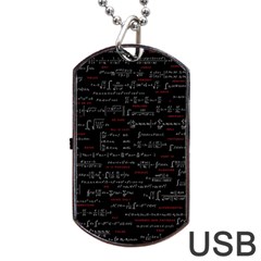 Black Background With Text Overlay Digital Art Mathematics Dog Tag Usb Flash (one Side) by Jancukart