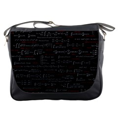 Black Background With Text Overlay Digital Art Mathematics Messenger Bag by Jancukart