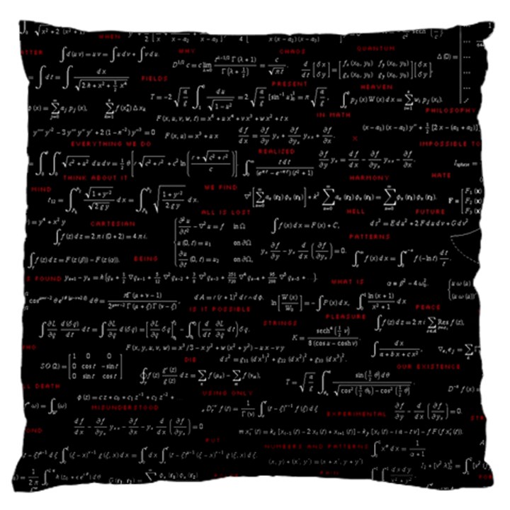 Black Background With Text Overlay Digital Art Mathematics Large Cushion Case (One Side)