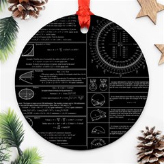 Black Background With Text Overlay Mathematics Trigonometry Ornament (round)