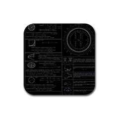 Black Background With Text Overlay Mathematics Trigonometry Rubber Coaster (square)