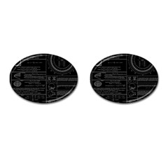 Black Background With Text Overlay Mathematics Trigonometry Cufflinks (oval)