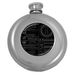 Black Background With Text Overlay Mathematics Trigonometry Round Hip Flask (5 Oz)