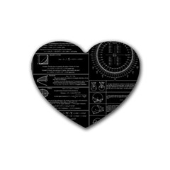 Black Background With Text Overlay Mathematics Trigonometry Rubber Coaster (heart)