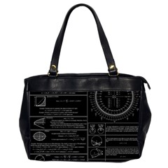 Black Background With Text Overlay Mathematics Trigonometry Oversize Office Handbag (2 Sides) by Jancukart