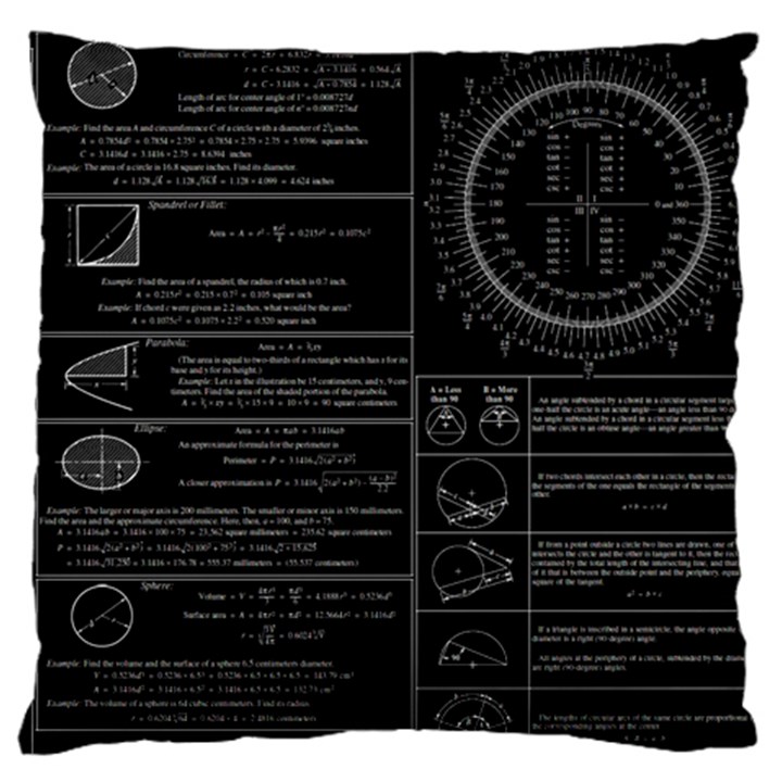 Black Background With Text Overlay Mathematics Trigonometry Standard Premium Plush Fleece Cushion Case (One Side)