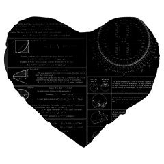 Black Background With Text Overlay Mathematics Trigonometry Large 19  Premium Flano Heart Shape Cushions