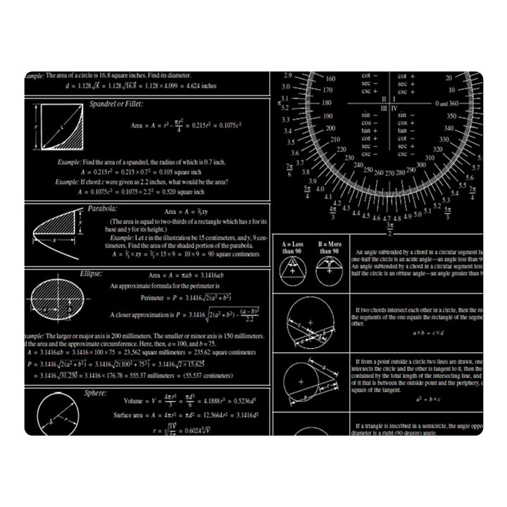 Black Background With Text Overlay Mathematics Trigonometry Premium Plush Fleece Blanket (Large)