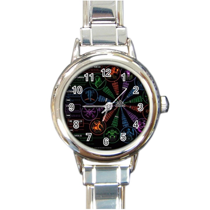 Zodiac Geek Round Italian Charm Watch