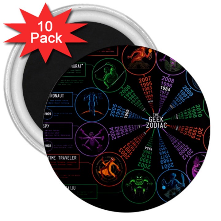 Zodiac Geek 3  Magnets (10 pack) 