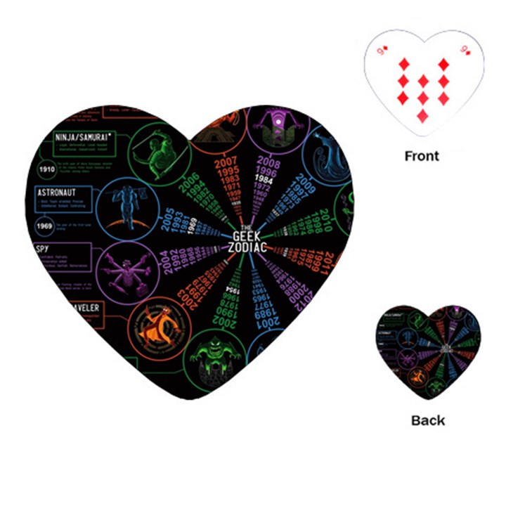 Zodiac Geek Playing Cards Single Design (Heart)