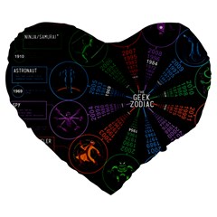 Zodiac Geek Large 19  Premium Heart Shape Cushions