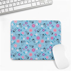 Pink And Blue Floral Wallpaper Small Mousepad