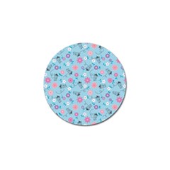 Pink And Blue Floral Wallpaper Golf Ball Marker