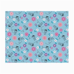 Pink And Blue Floral Wallpaper Small Glasses Cloth (2 Sides)